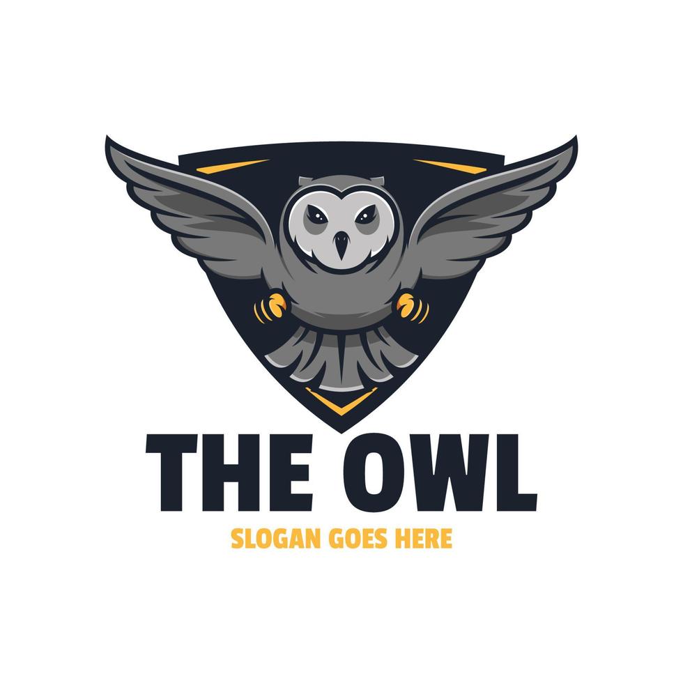 mascotte del logo dell'uccello del gufo volante vettore