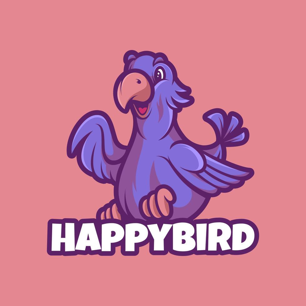 cartone animato della mascotte del logo dell'uccello felice vettore