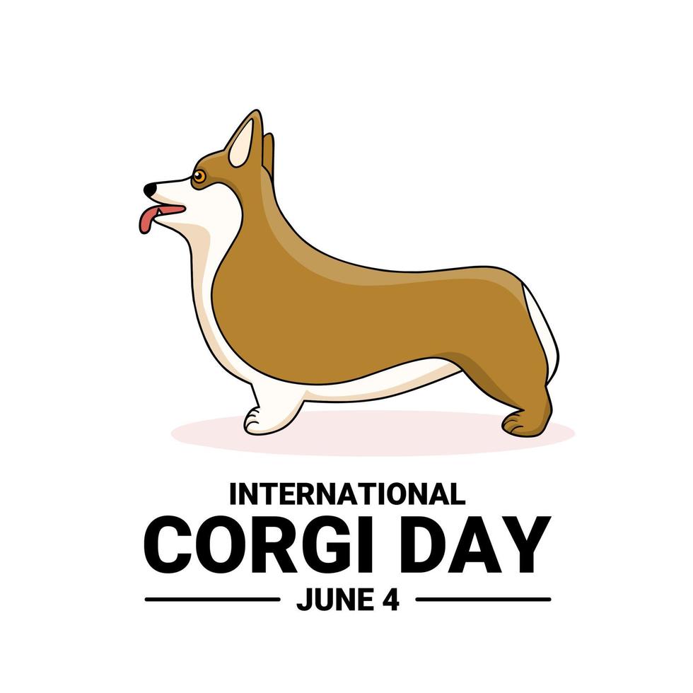 simpatico personaggio dei cartoni animati del cane corgi, come striscione o poster, giornata internazionale del corgi. vettore