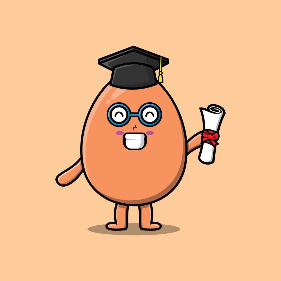 simpatico cartone animato marrone carino uovo studente giorno di laurea vettore