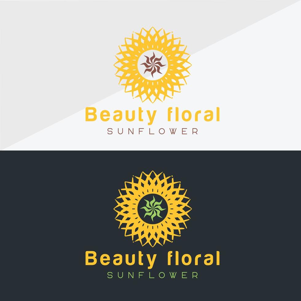 logo girasole e modello di disegno vettoriale icona sole.