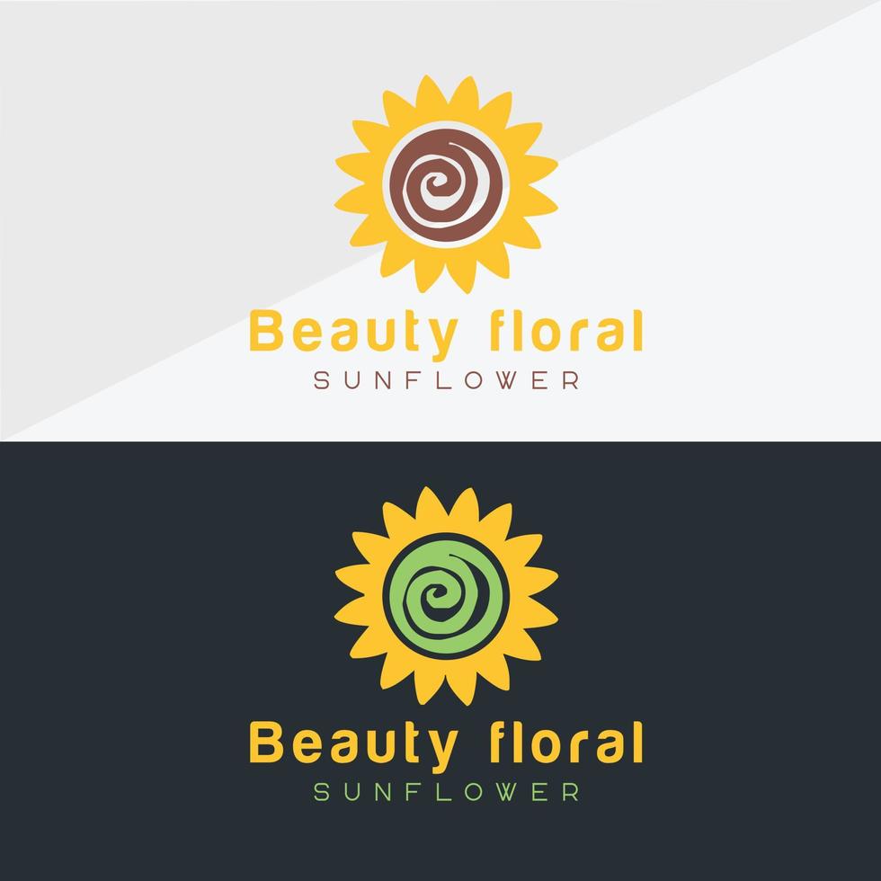 logo girasole e modello di disegno vettoriale icona sole.