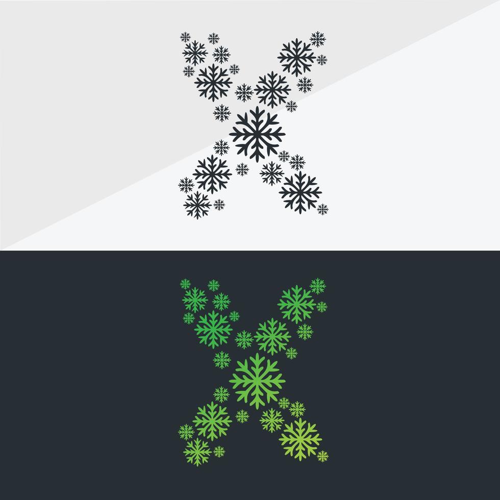 fiocco di neve alfabeto disegno vettoriale icona natale logo neve fiocco di neve semplice linea di colore icone neve vettore