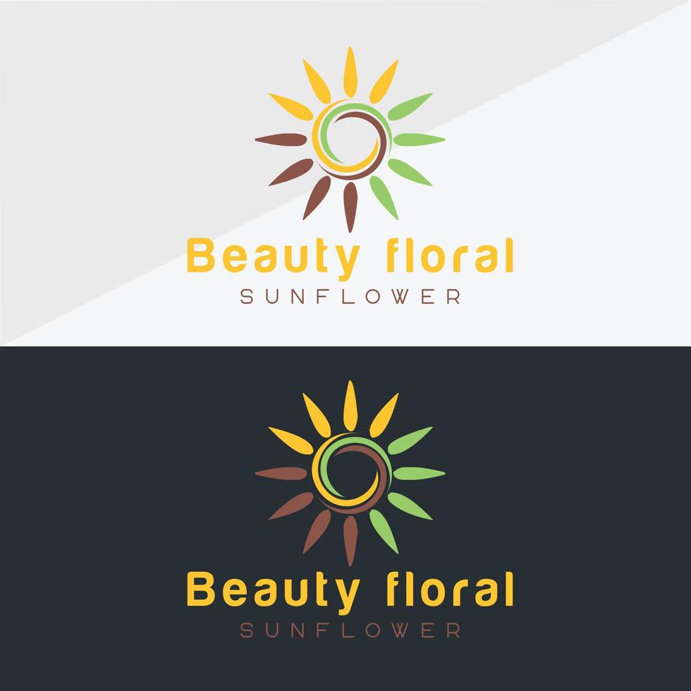 logo girasole e modello di disegno vettoriale icona sole.