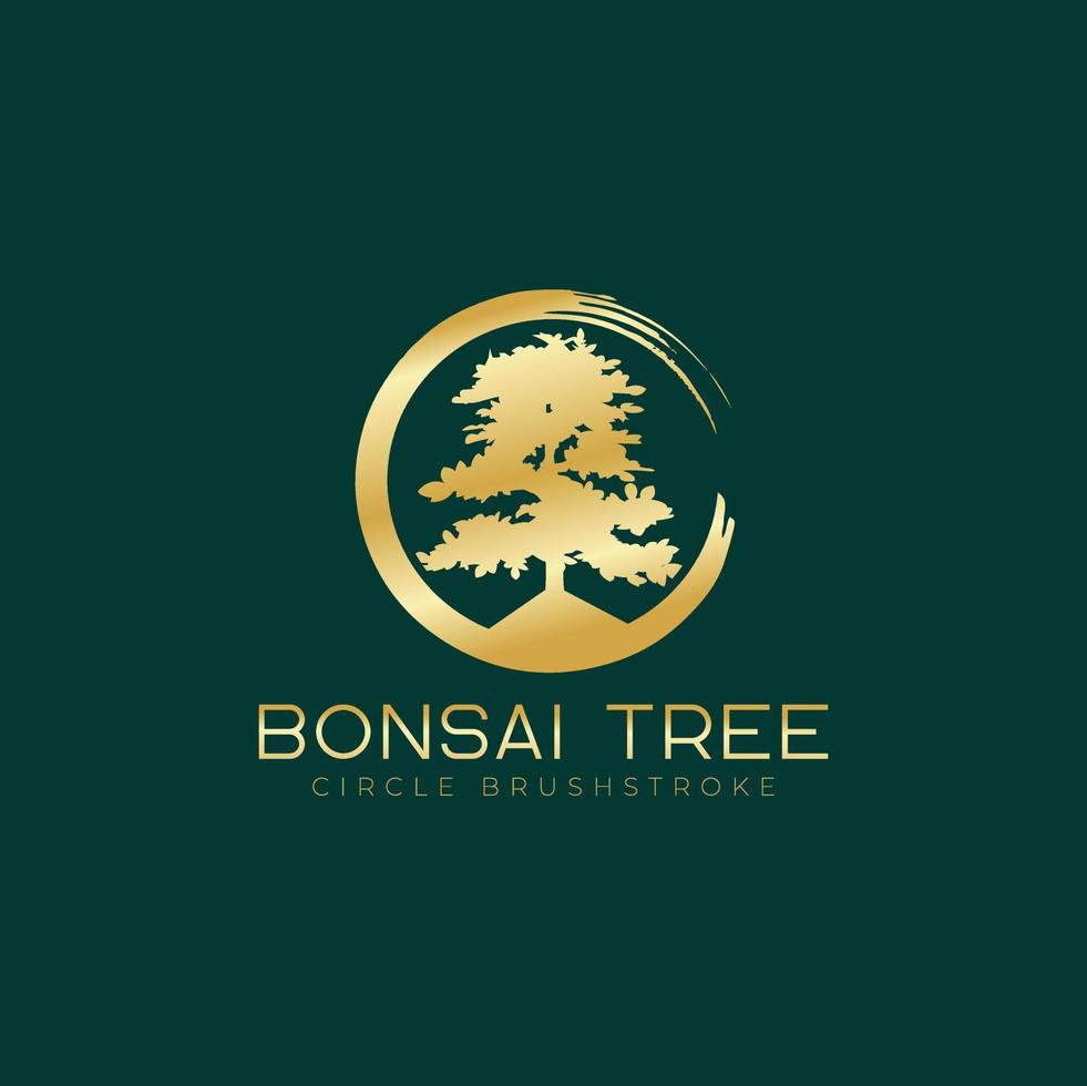 modello vettoriale di design del logo dell'albero dei bonsai di lusso