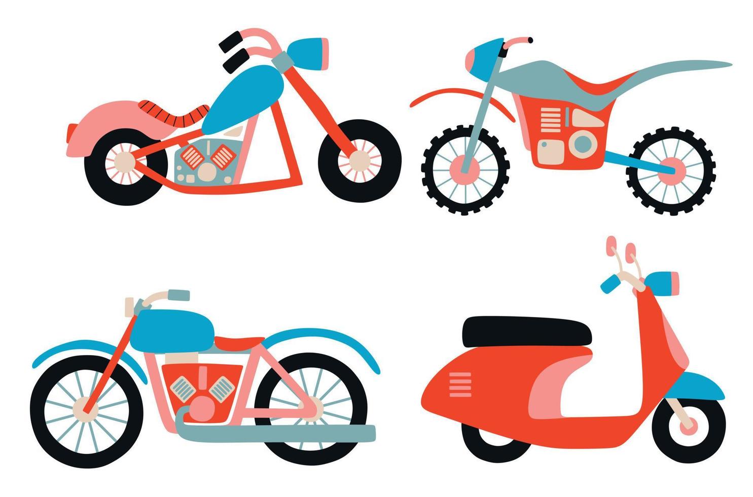 set di moto carino. illustrazione vettoriale