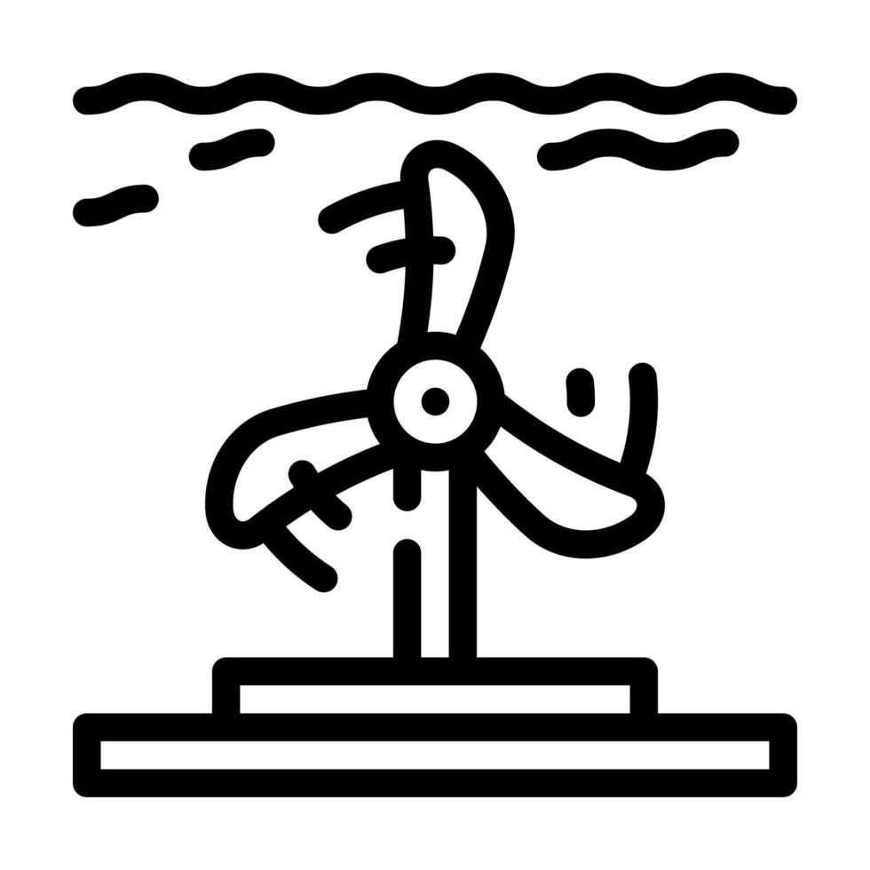 illustrazione vettoriale dell'icona della linea dell'impianto di energia elettrica sottomarina