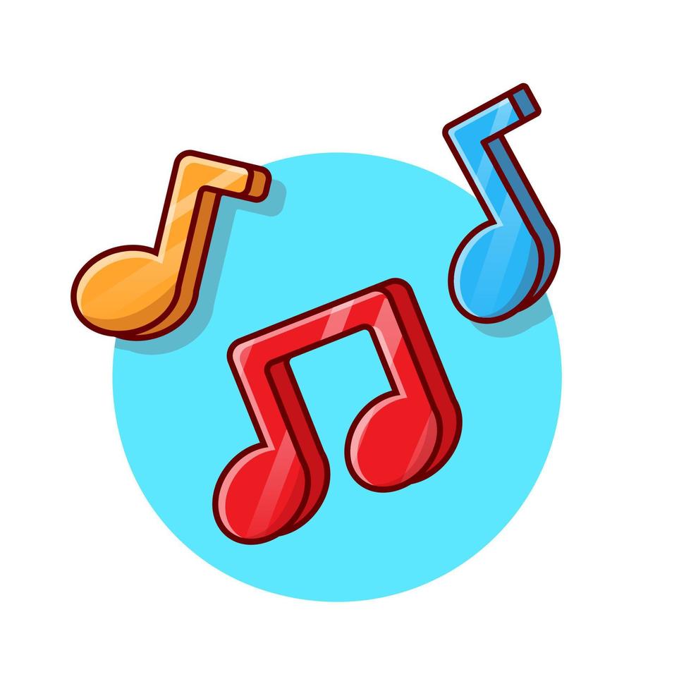 illustrazione colorata dell'icona di vettore del fumetto della nota di musica. ricreazione oggetto icona concetto isolato premium vettore. stile cartone animato piatto