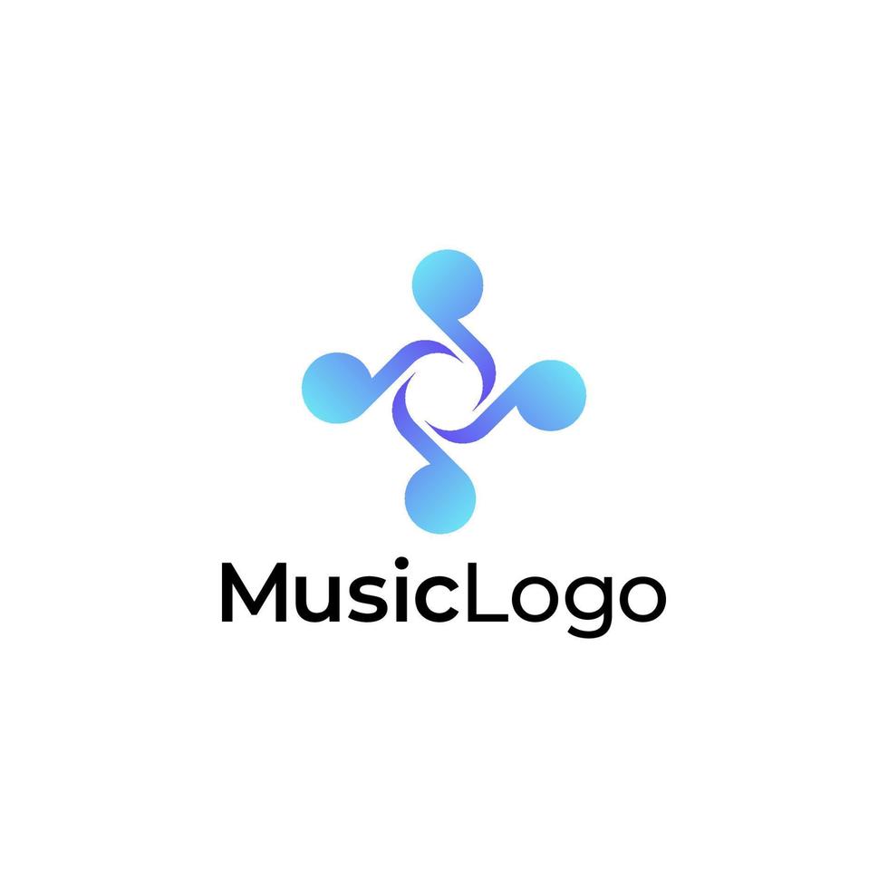 modello di progettazione logo colorato gradiente musicale. logo di quattro note musicali vettore