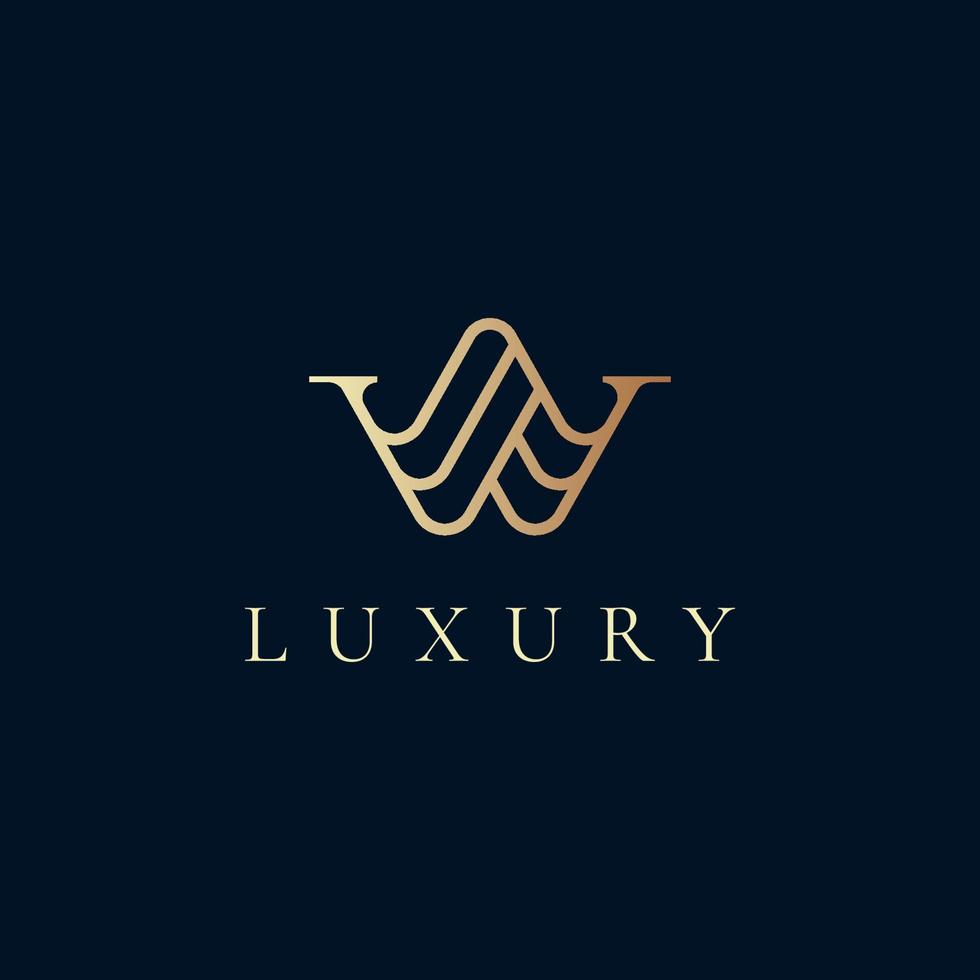 logotipo di vettore di curva di linea elegante. design del logo della lettera w premium. monogramma creativo lineare di lusso.