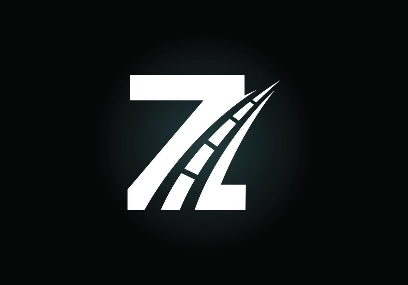 la lettera z con il logo della strada canta. il concetto di design creativo per la manutenzione e la costruzione di autostrade. tema dei trasporti e del traffico. vettore