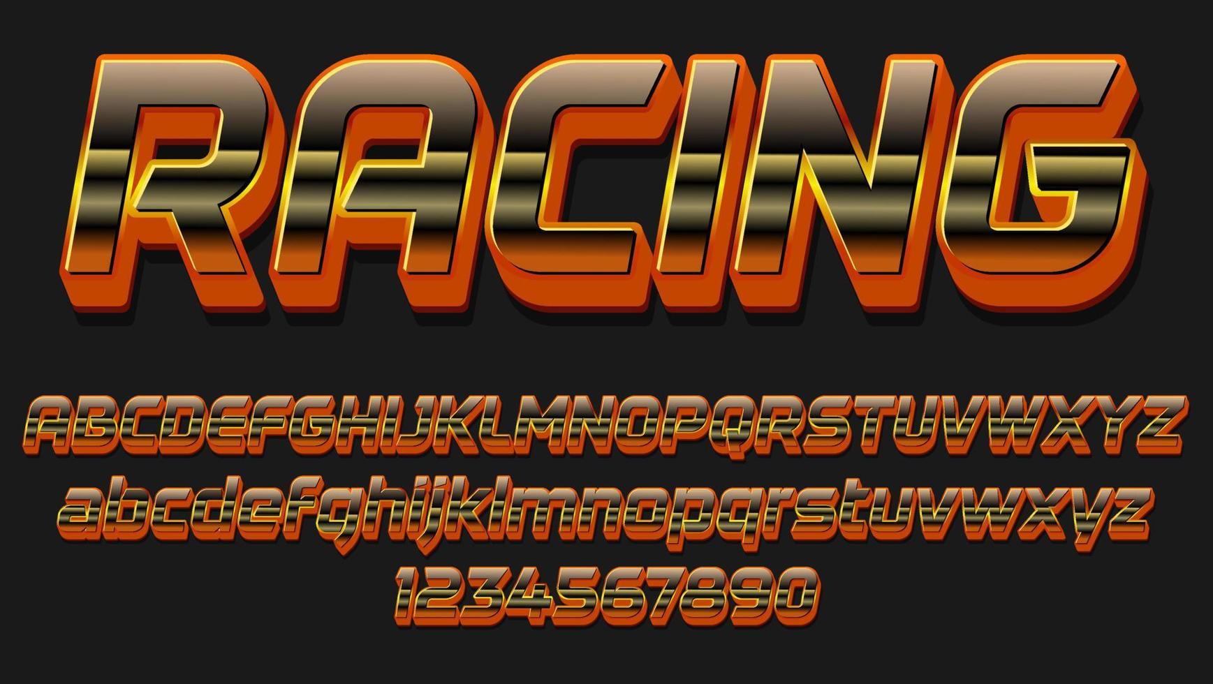 gradiente 3d word racing modello di progettazione effetto testo modificabile vettore