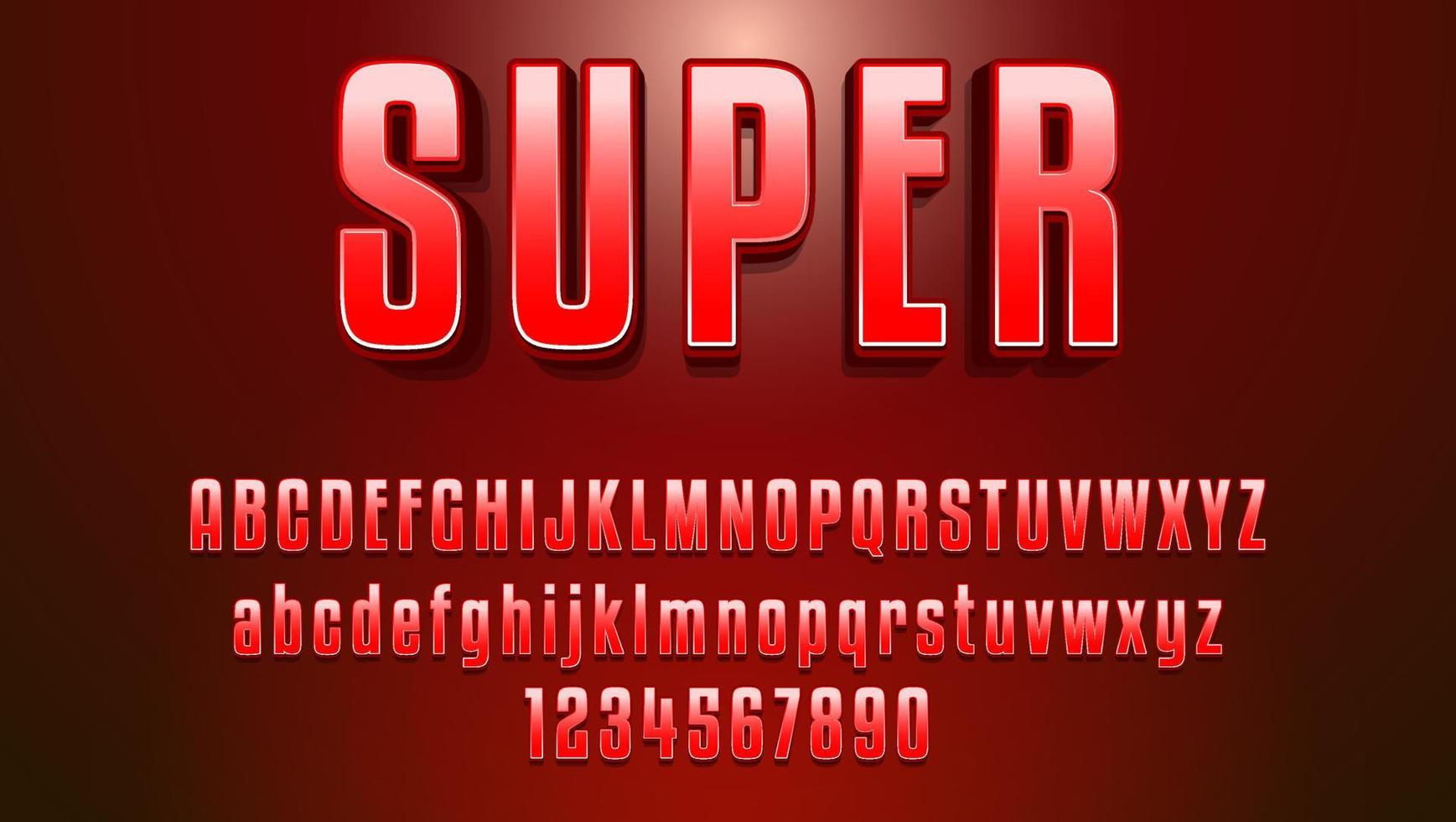 moderno gradiente rosso 3d word super editable text effect design template vettore