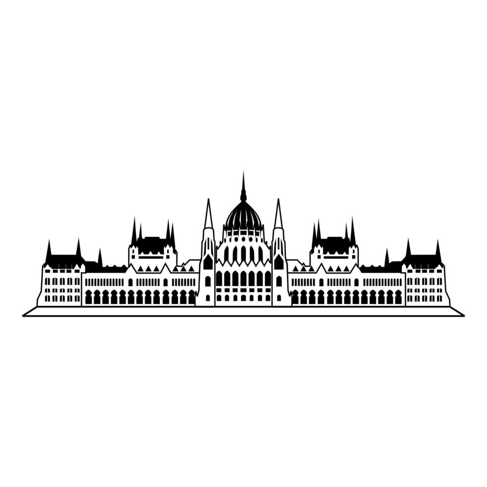 vettore della siluetta degli edifici del parlamento ungherese