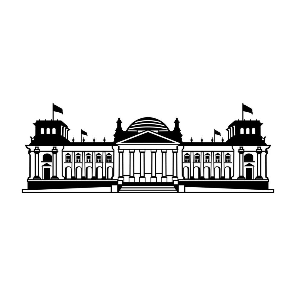 reichstag edificio berlino silhouette vettore