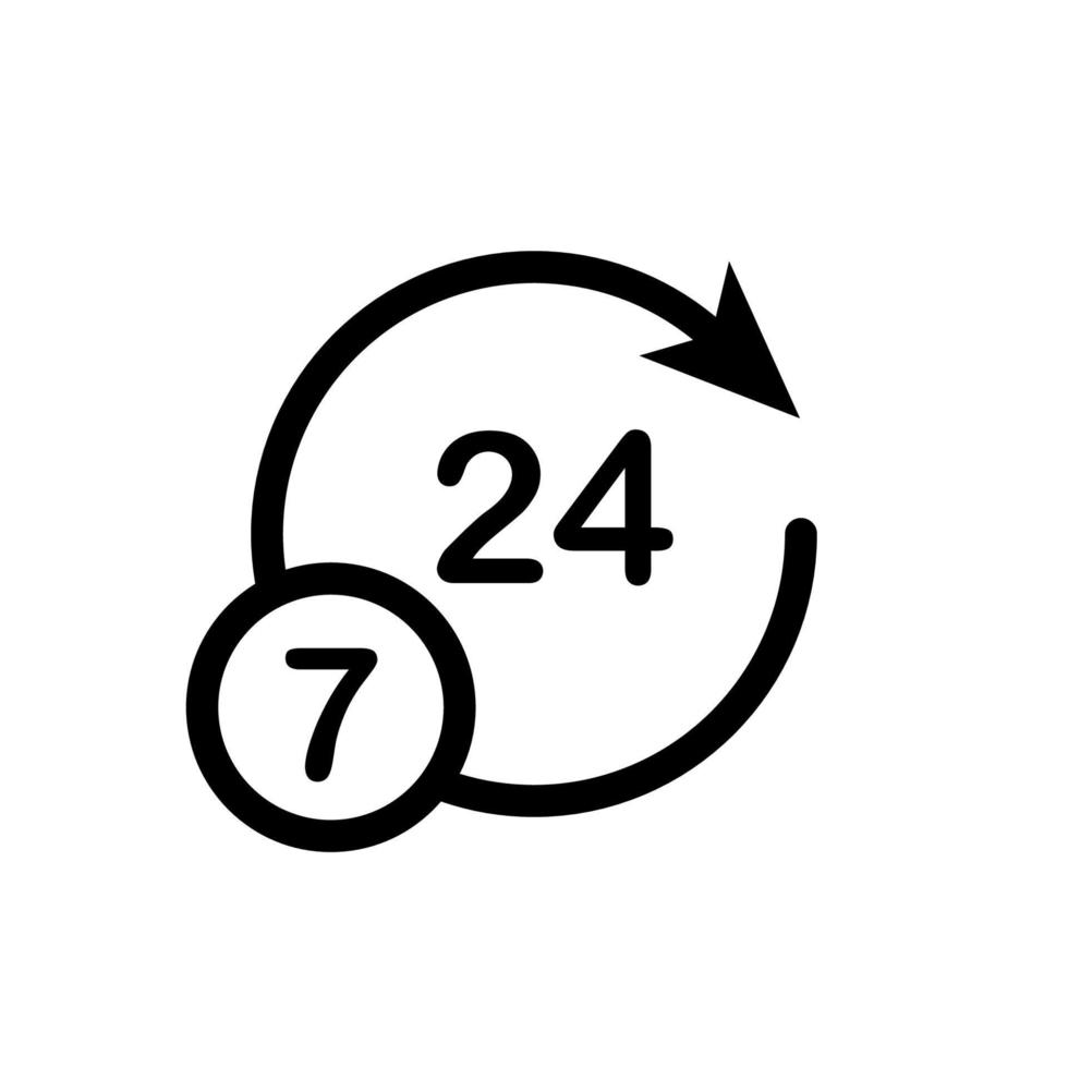 illustrazione grafica vettoriale dell'icona dell'etichetta 24-7