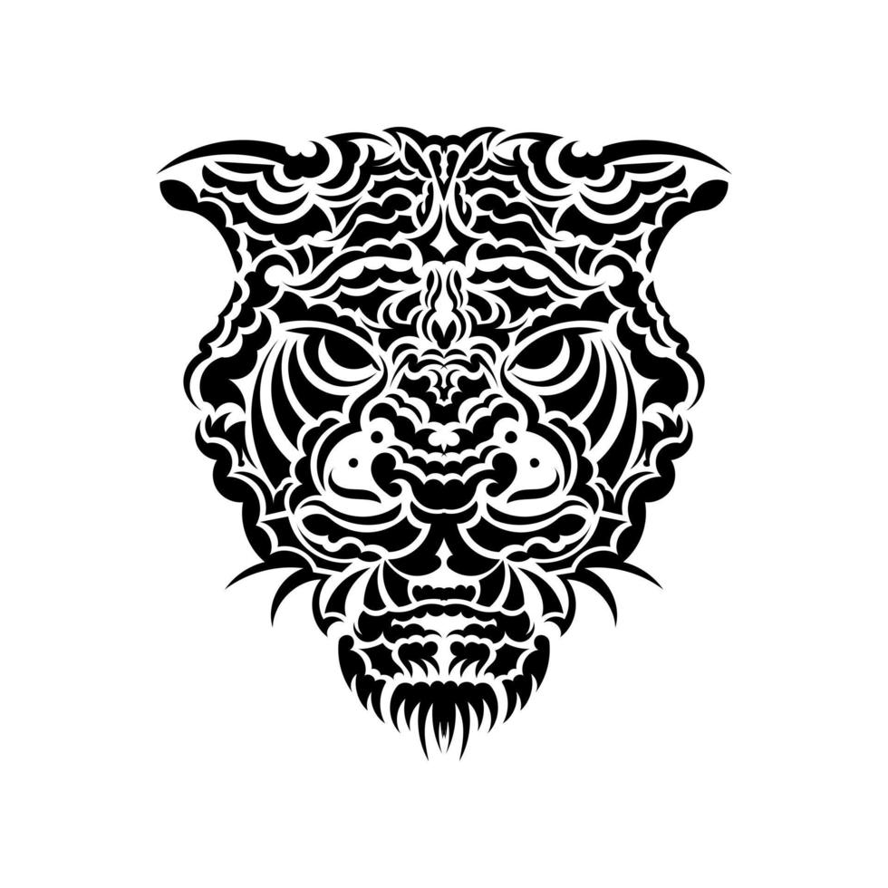 rabbia di tigre. tatuaggio nero. illustrazione vettoriale di una testa di tigre.