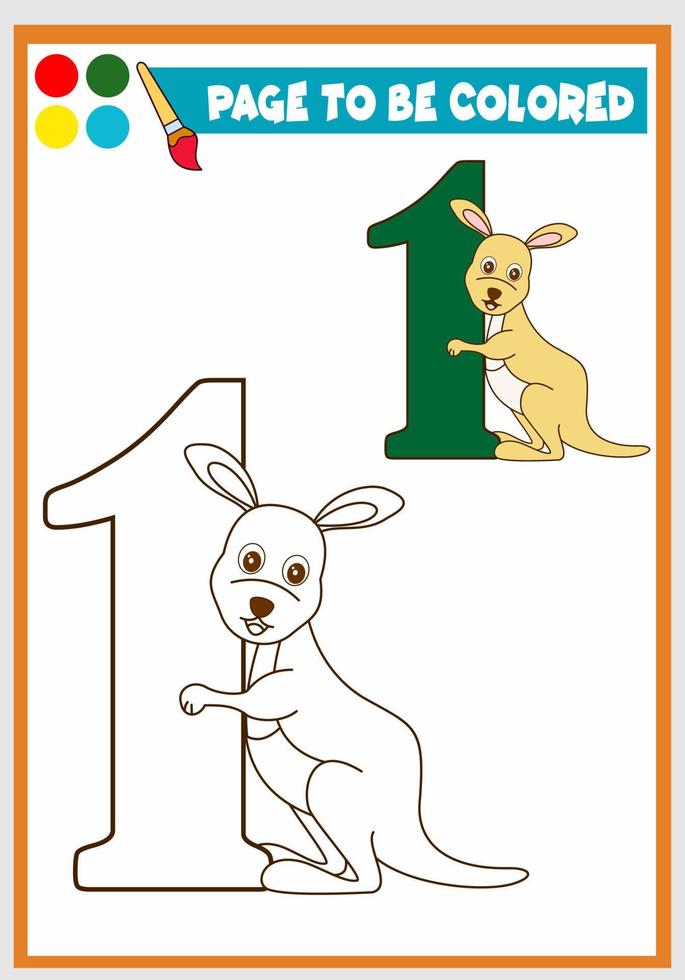 libro da colorare per bambini carino canguro vettore
