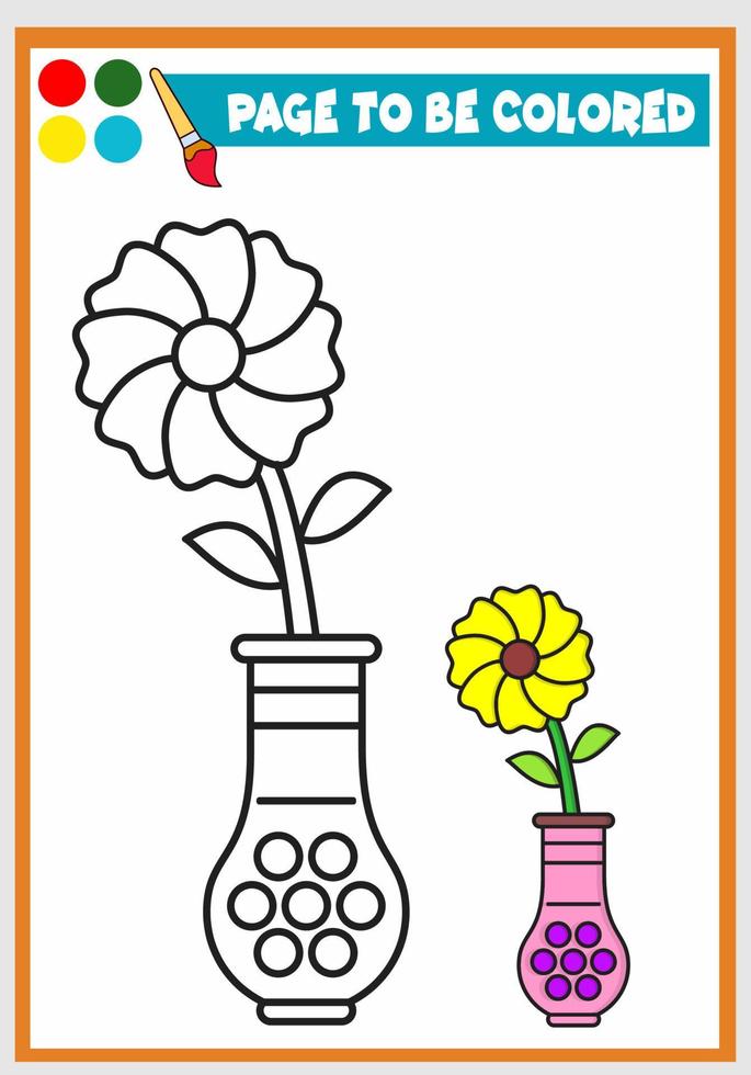 libro da colorare per bambini bellissimo fiore vettore