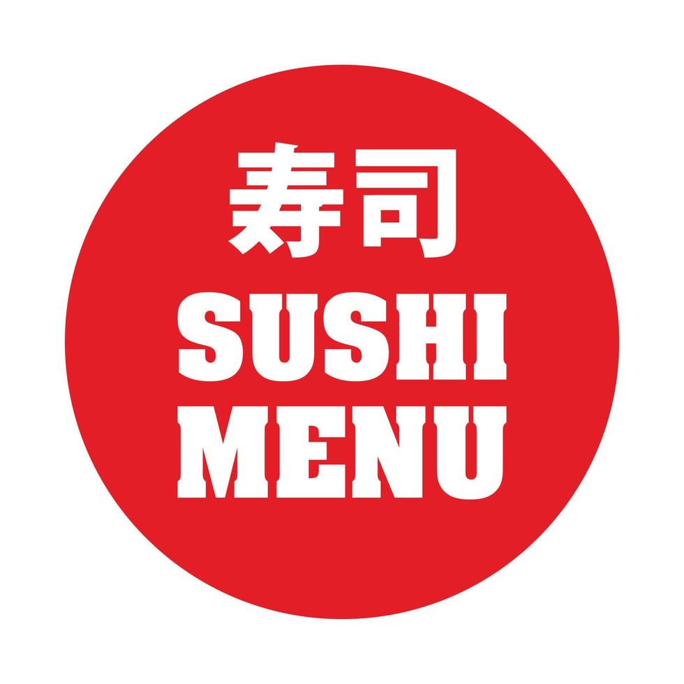 segno del menu di sushi con traduzione giapponese vettore