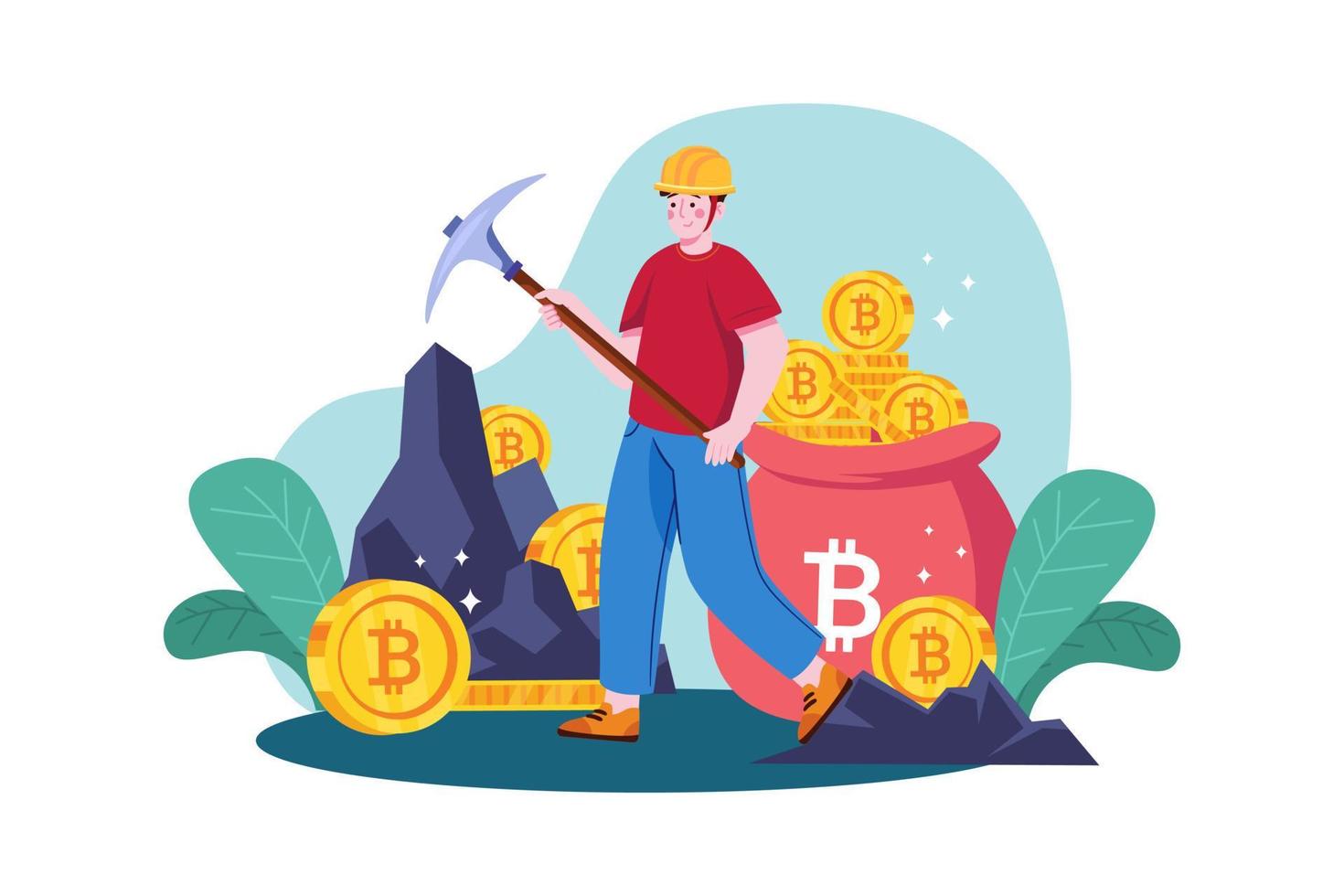 concetto di illustrazione di mining di criptovaluta vettore