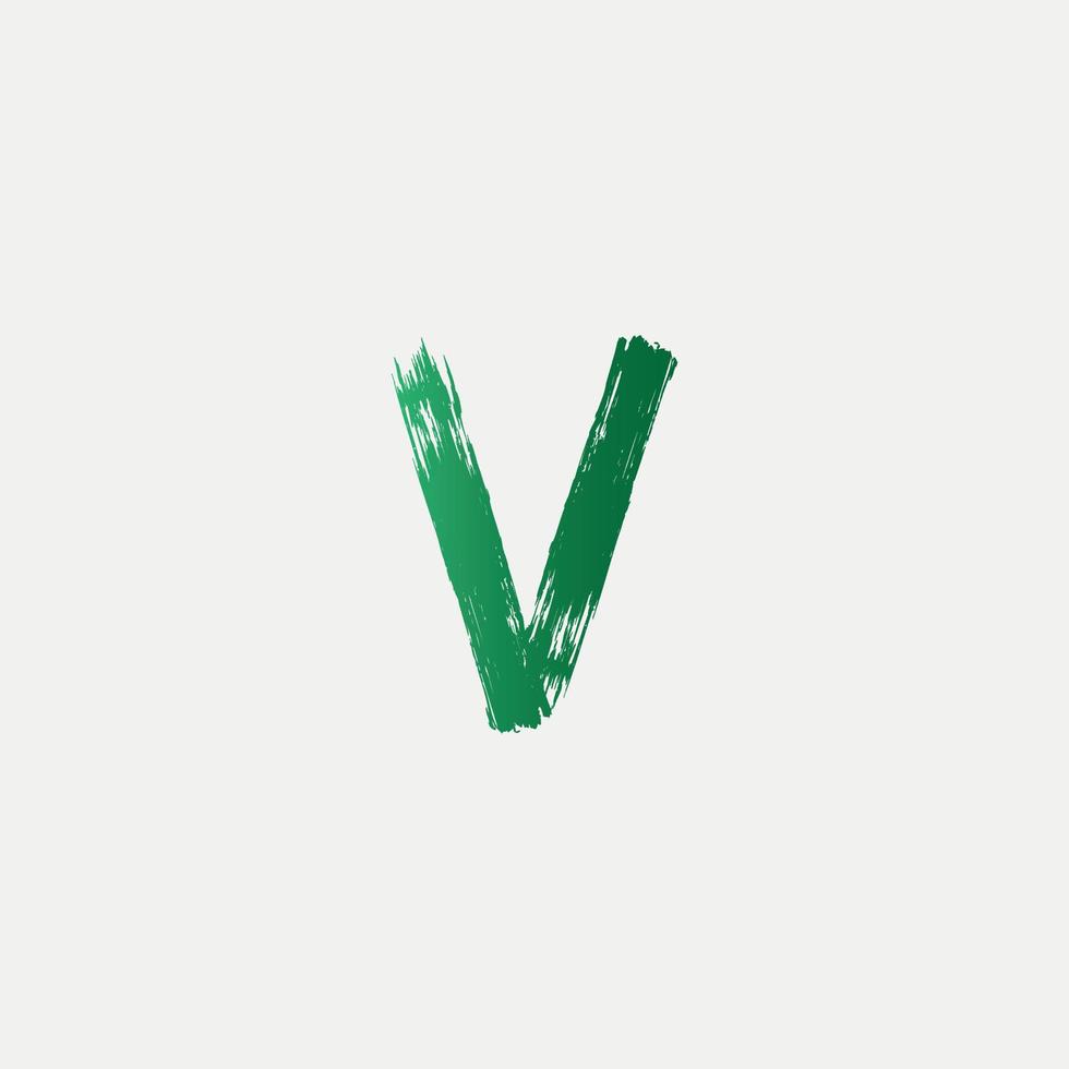 logo lettera v spazzolato verde. disegno di lettere di pennello con disegno di pennellata. vettore libero