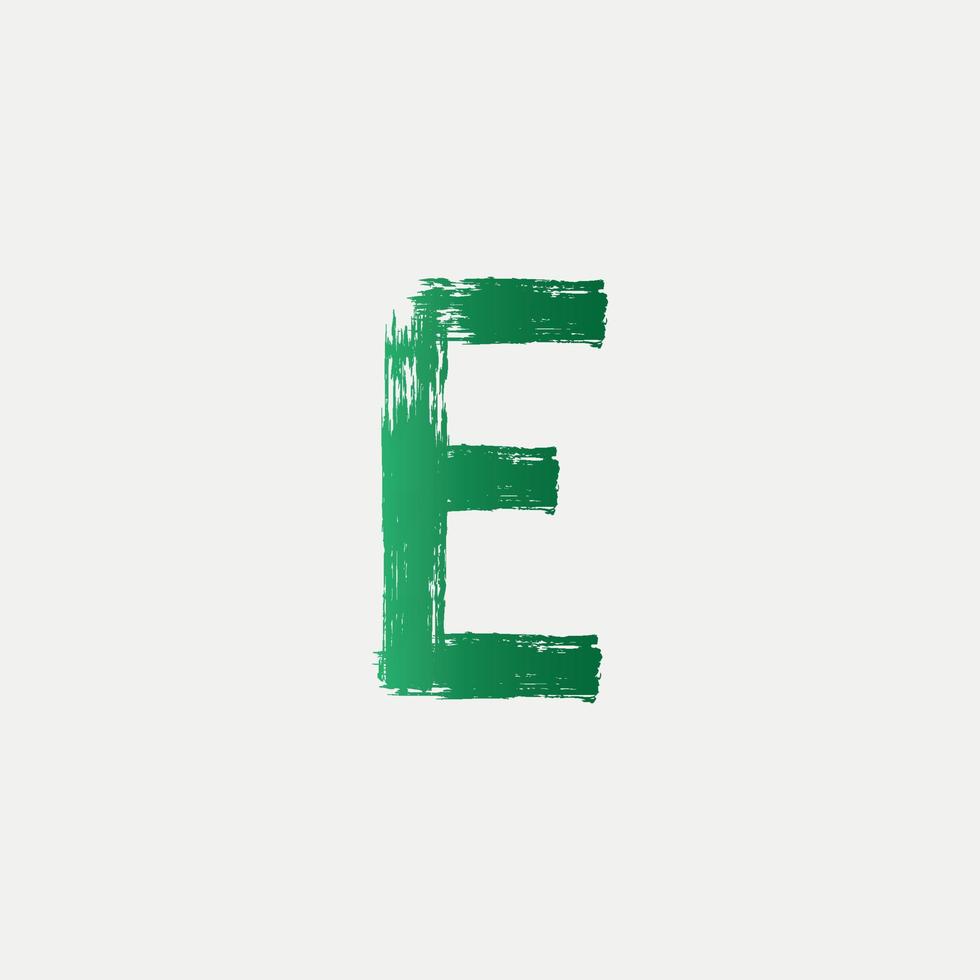 logo lettera verde e spazzolato. disegno di lettere di pennello con disegno di pennellata. vettore libero