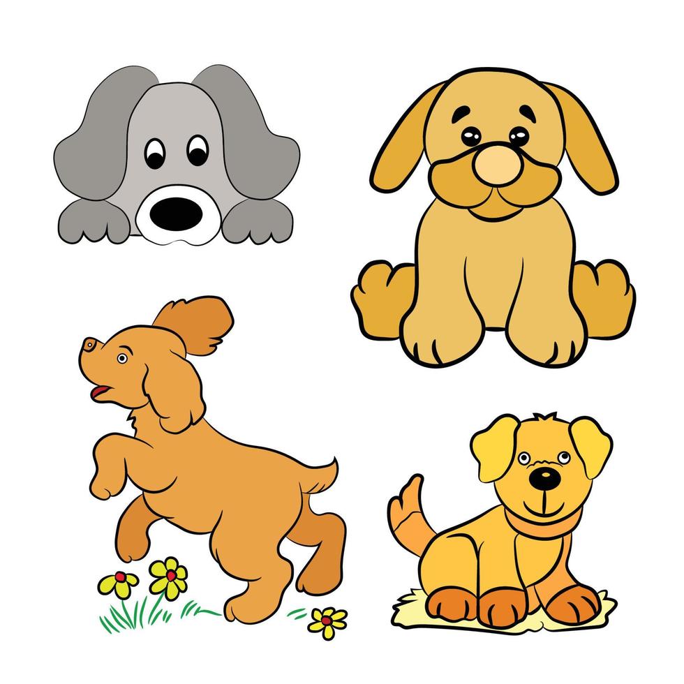 set di illustrazione del cane. vettore