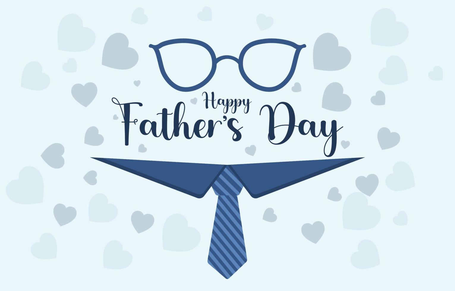 illustrazione vettoriale del biglietto di auguri per la festa del papà, con scritta felice per la festa del papà decorata con cuori e sfondo blu.