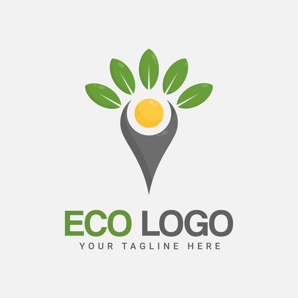 design del logo a foglia verde naturale, vettore di icone organiche rispettose dell'ambiente