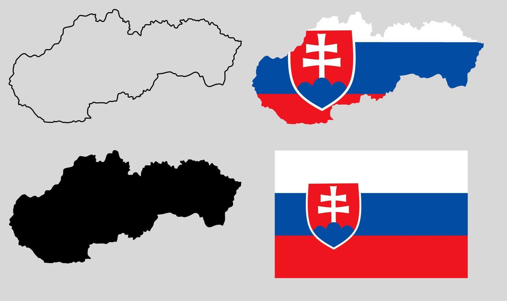 insieme dell'icona della bandiera della mappa della repubblica slovacca vettore
