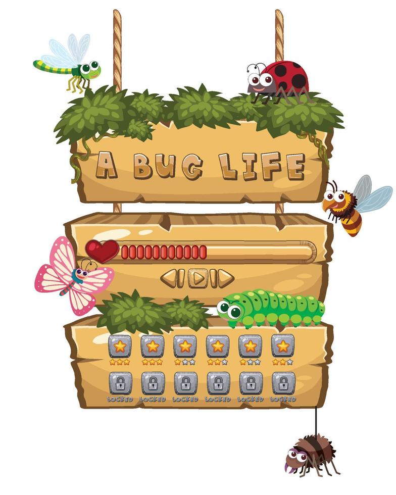 cartello in legno con parole bug life vettore