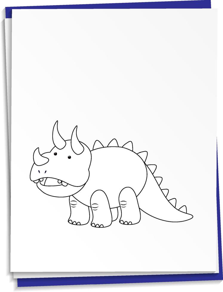 dinosauro disegnato a mano su carta vettore