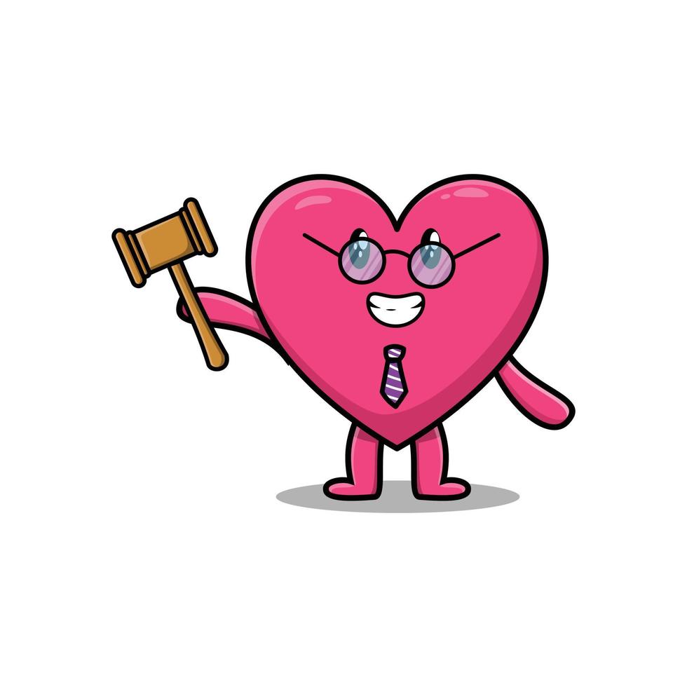 simpatico cartone animato mascotte giudice saggio cuore adorabile vettore