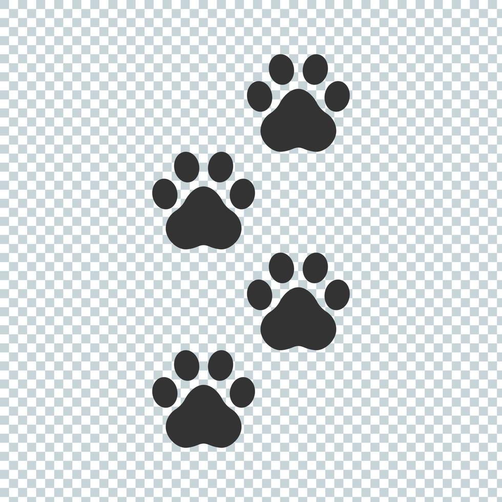 icona dell'impronta vettoriale della zampa del gatto o del cane. illustrazione di simbolo del personaggio dei cartoni animati su sfondo bianco