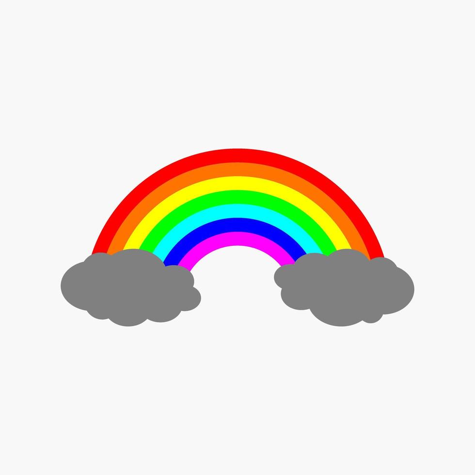 arcobaleno con vettore icona nuvola isolato su sfondo bianco