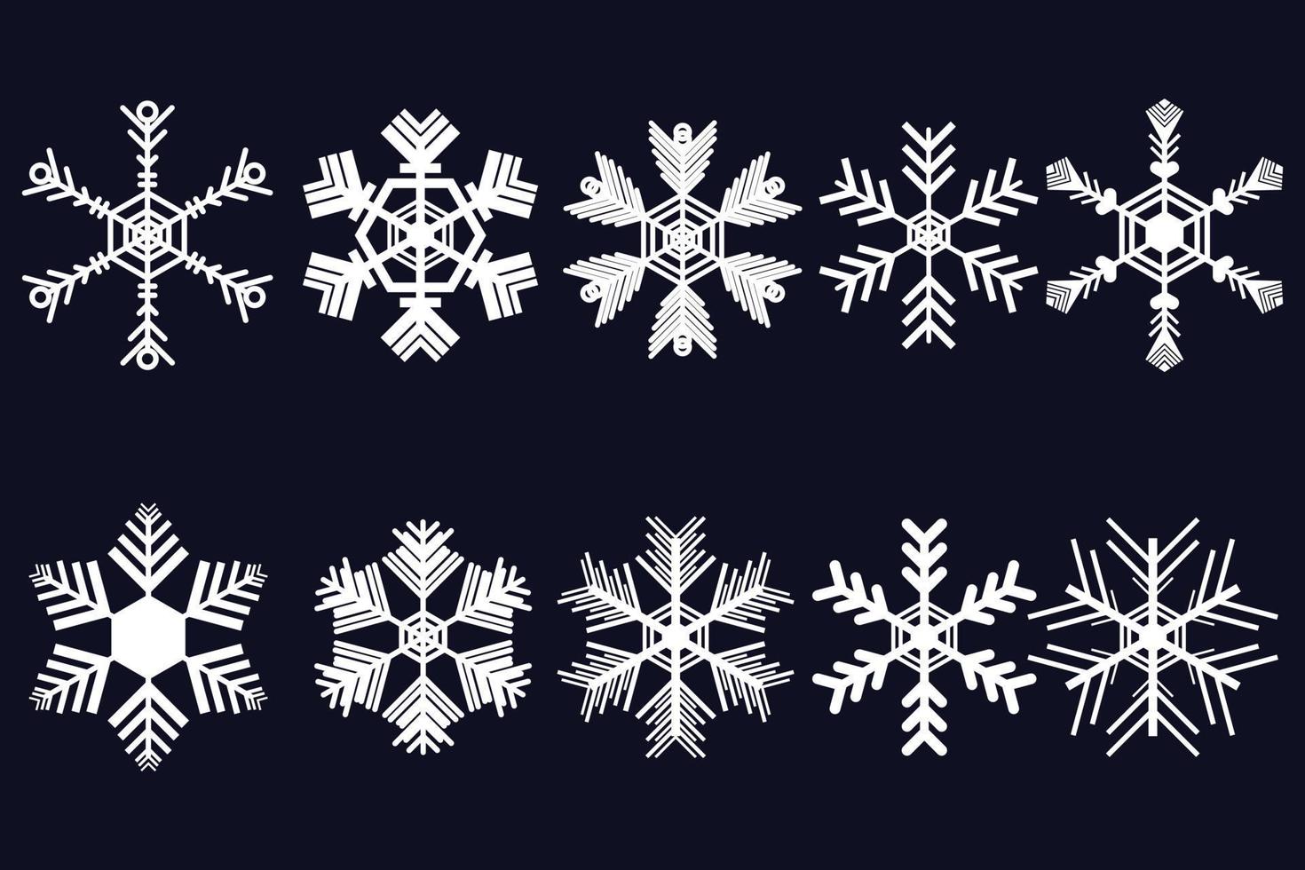 vettore fiocco di neve bianco isolato su sfondo nero, illustrazione per la decorazione della cartolina di Natale, concetto invernale