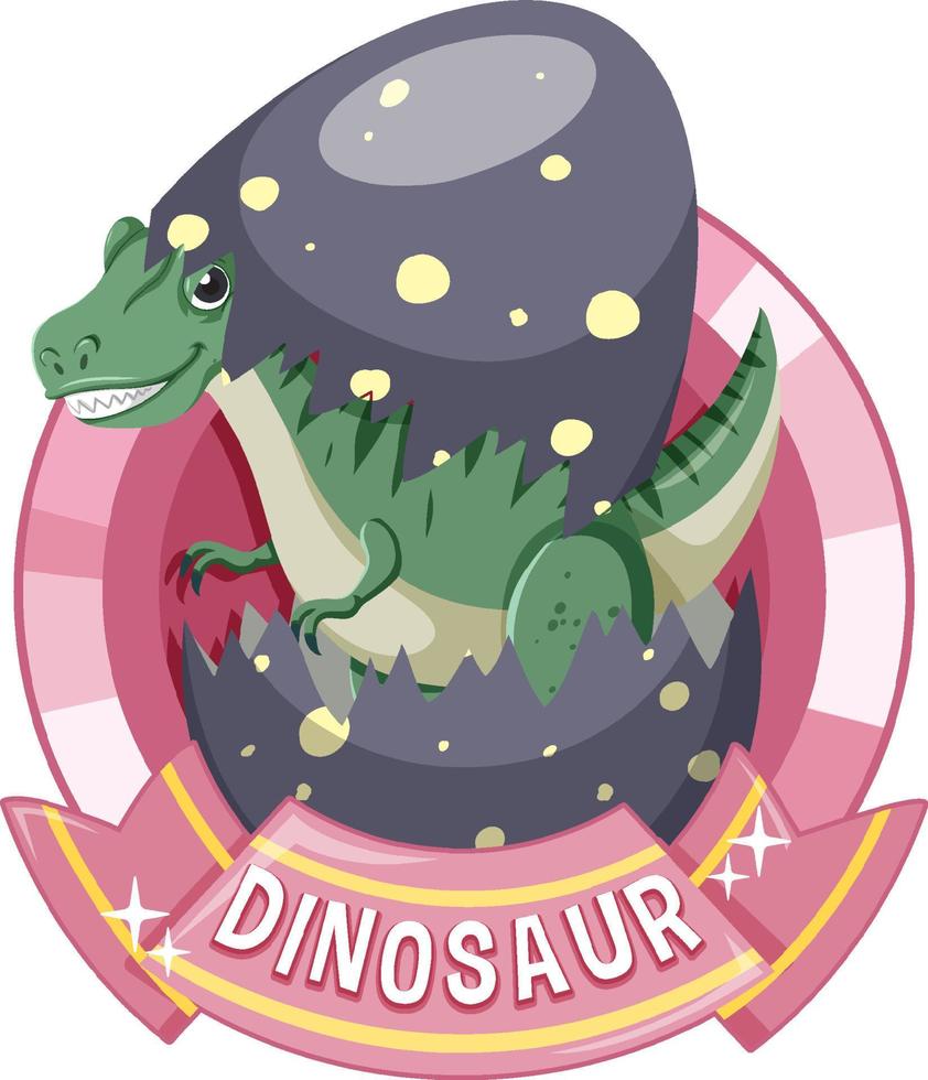 simpatico cartone animato di dinosauro distintivo vettore