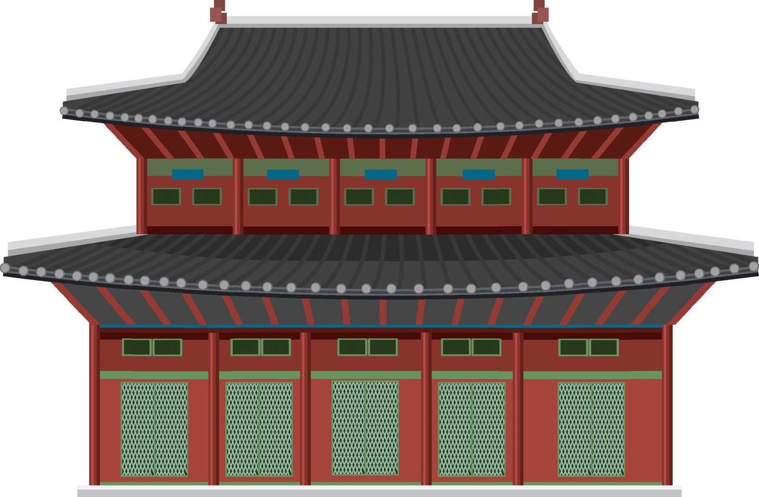 antico palazzo coreano su sfondo bianco vettore