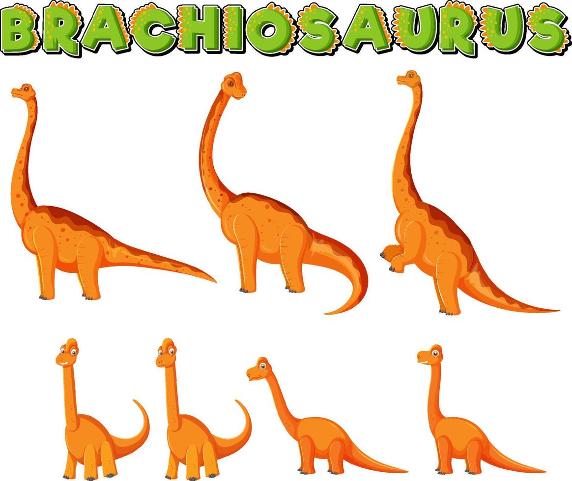 set di simpatici personaggi di dinosauri brachiosauro vettore