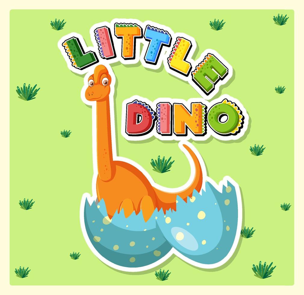 piccolo poster di cartoni animati di dinosauro carino vettore