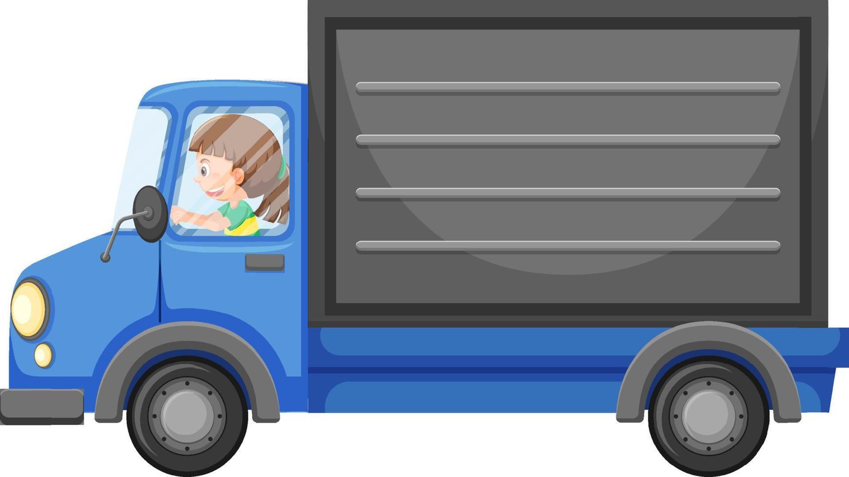 camion di consegna in stile cartone animato vettore