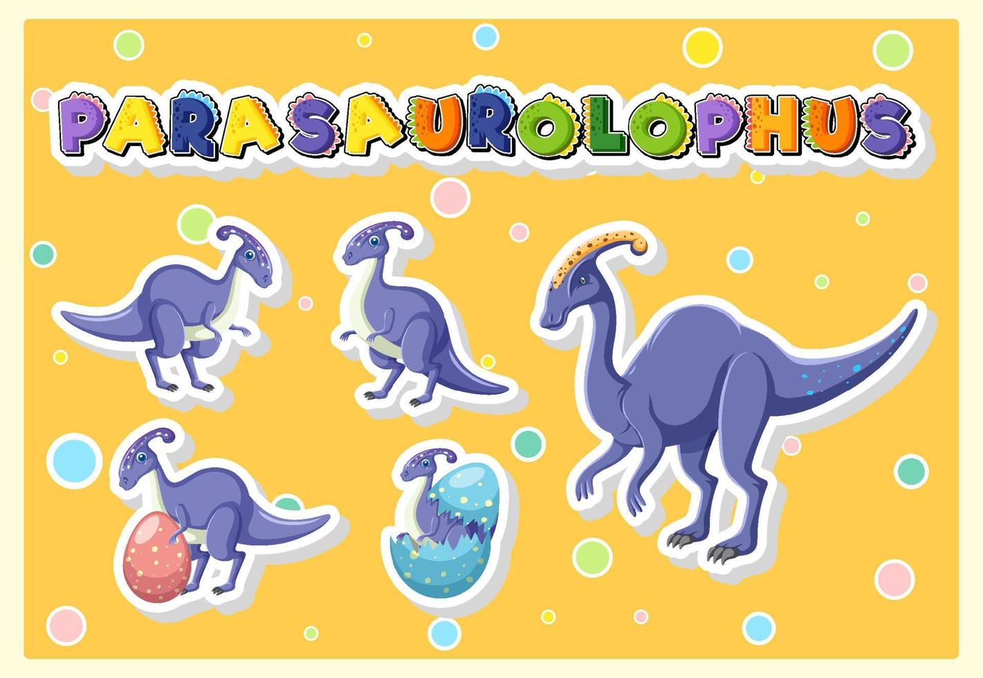 set di simpatici personaggi dei cartoni animati di dinosauro parasaurolofo vettore