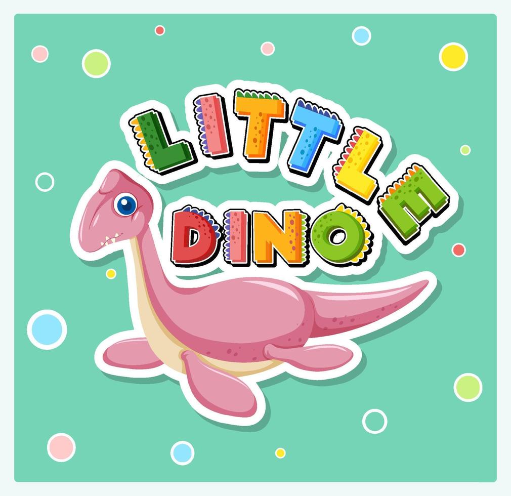 piccolo poster di cartoni animati di dinosauro carino vettore