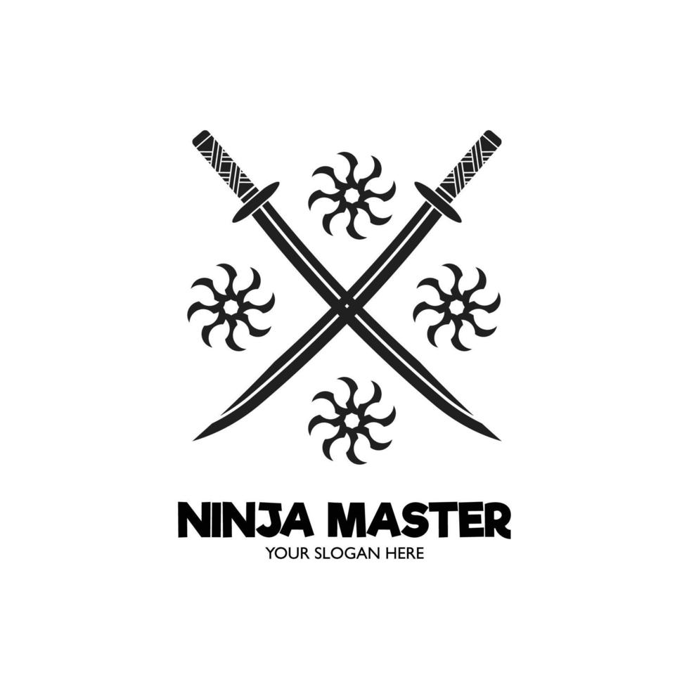 logo della katana del maestro samurai ninja vettore