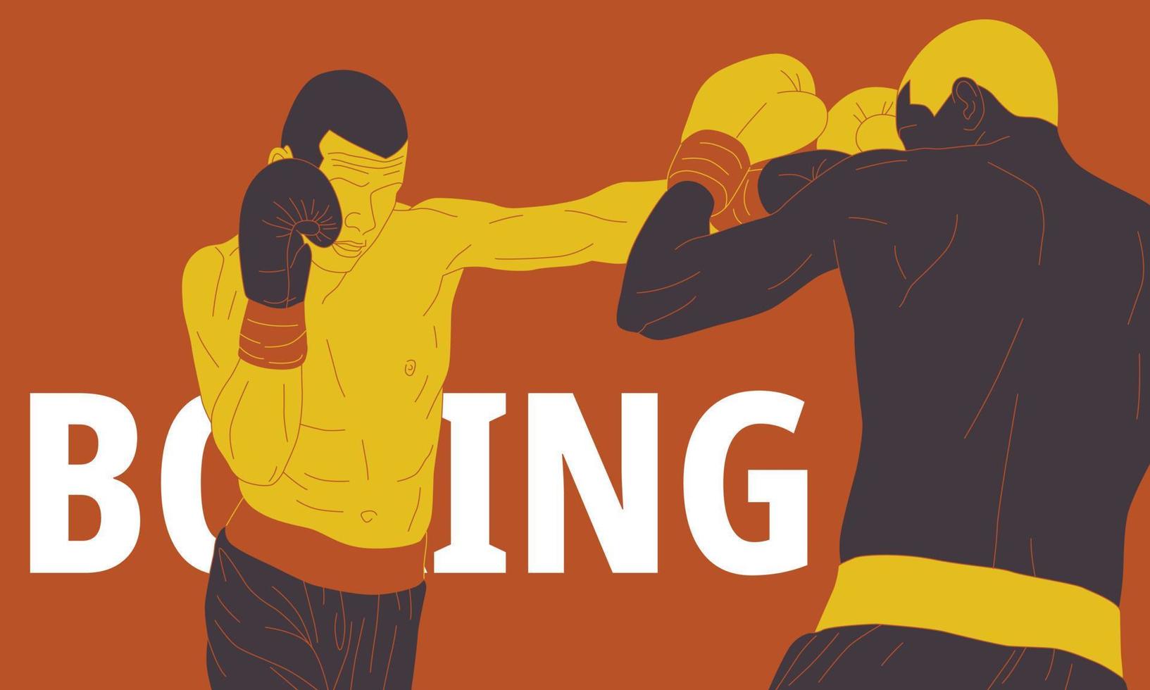 illustrazione del giocatore di boxe in azione. isolare lo sfondo. vettore