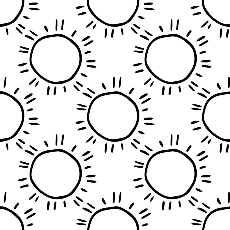 modello senza cuciture con icone del sole. doodle icone del sole su sfondo bianco vettore