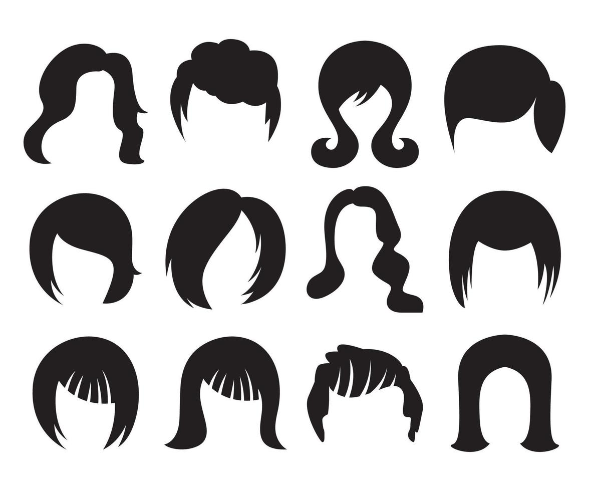 set di icone di acconciatura e parrucca femminile e maschile vettore