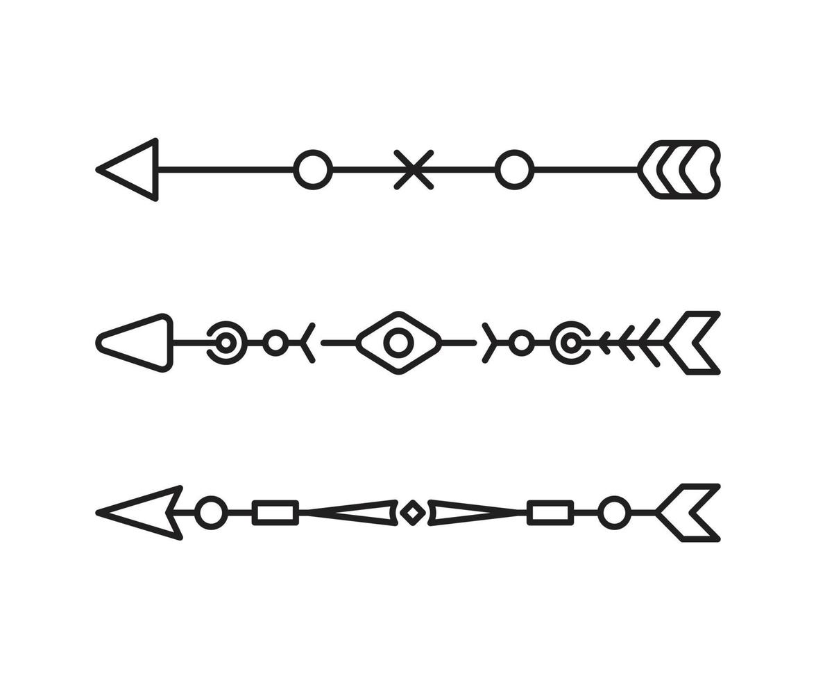 frecce con illustrazione della linea di decorazione tribale vettore