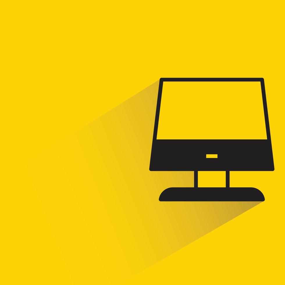 illustrazione vettoriale di sfondo giallo dell'icona del monitor del computer